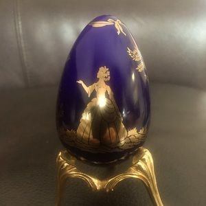 Franklin Mint Cobalt Gold Girl w/ Birds